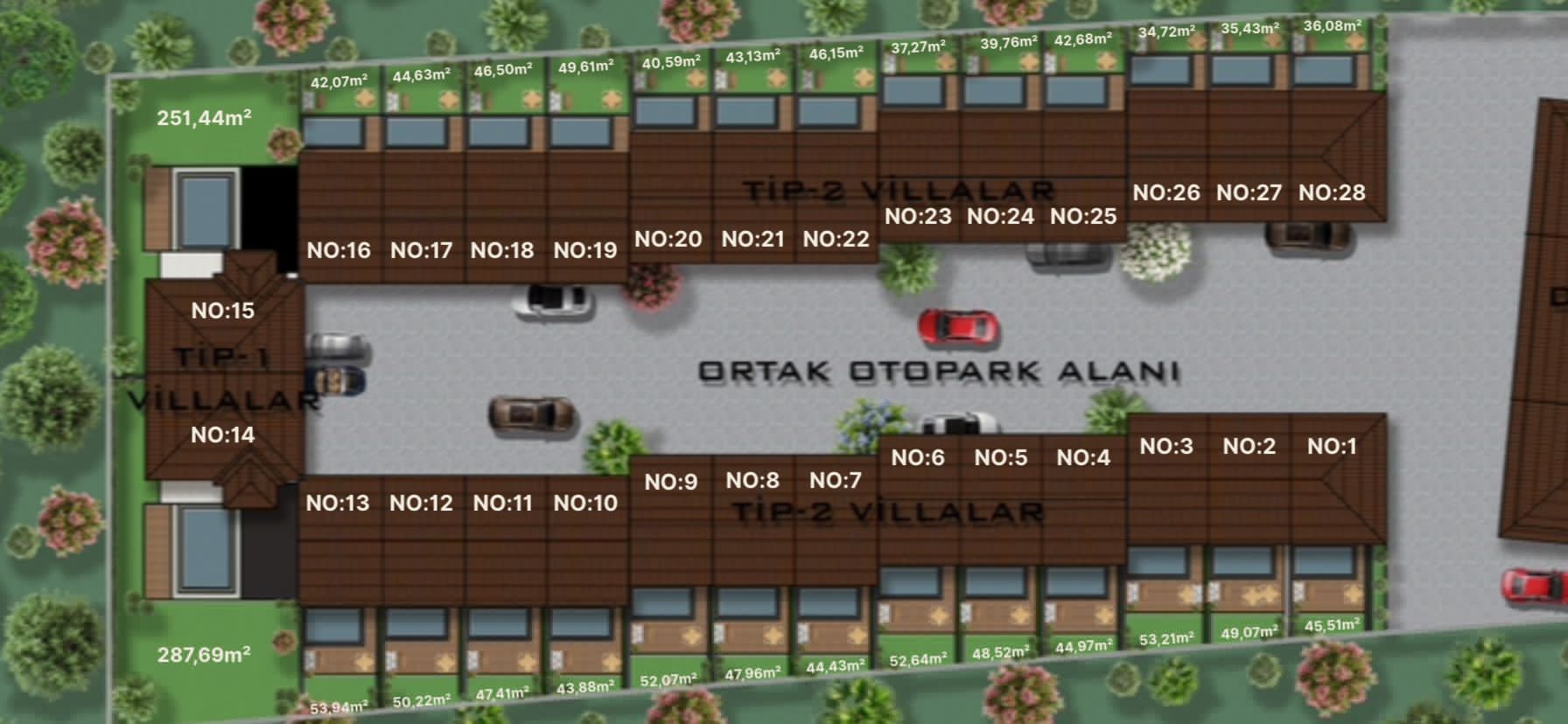 Akyaka Orman Evleri vaziyet planı